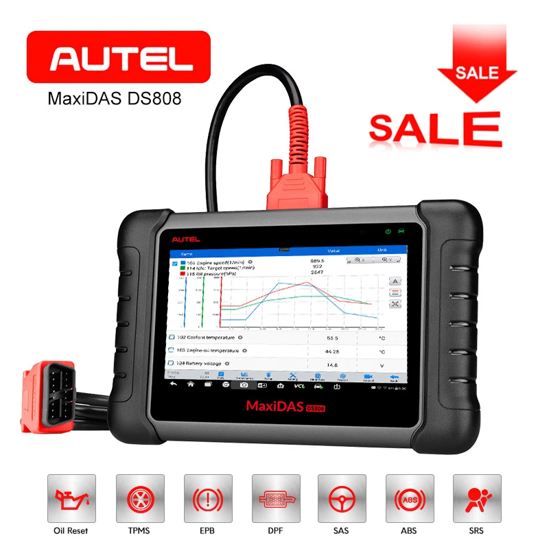 AUTEL MaxiDAS DS808 OBD2 Car Diagnostic Tool Scanner Key Programming ECU coding vehicle Auto ABS SRS Code Reader PK DS708 MS906