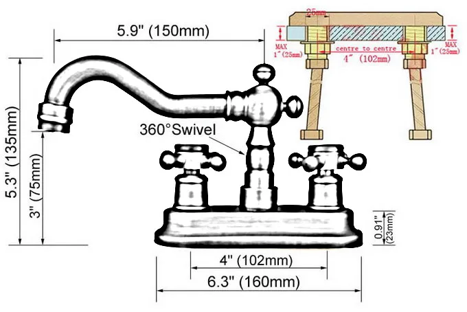 Two Cross Handles Black Oil Rubbed Bronze Swivel Spout Kitchen Bar Sink Bathroom Two Holes Basin Faucet Mixer Tap anf241