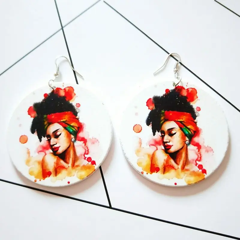 THRWELL Geometric Printing Temperament Personality Trend Exaggeration of Ethnic Style Ear Jewelry | Украшения и аксессуары