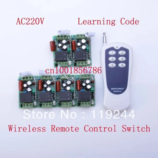 

Free Shipping 220V 1CH 315/433Mhz Learning Code Radio RF Wireless Remote Control Switch System 6 Receiver& transmitter
