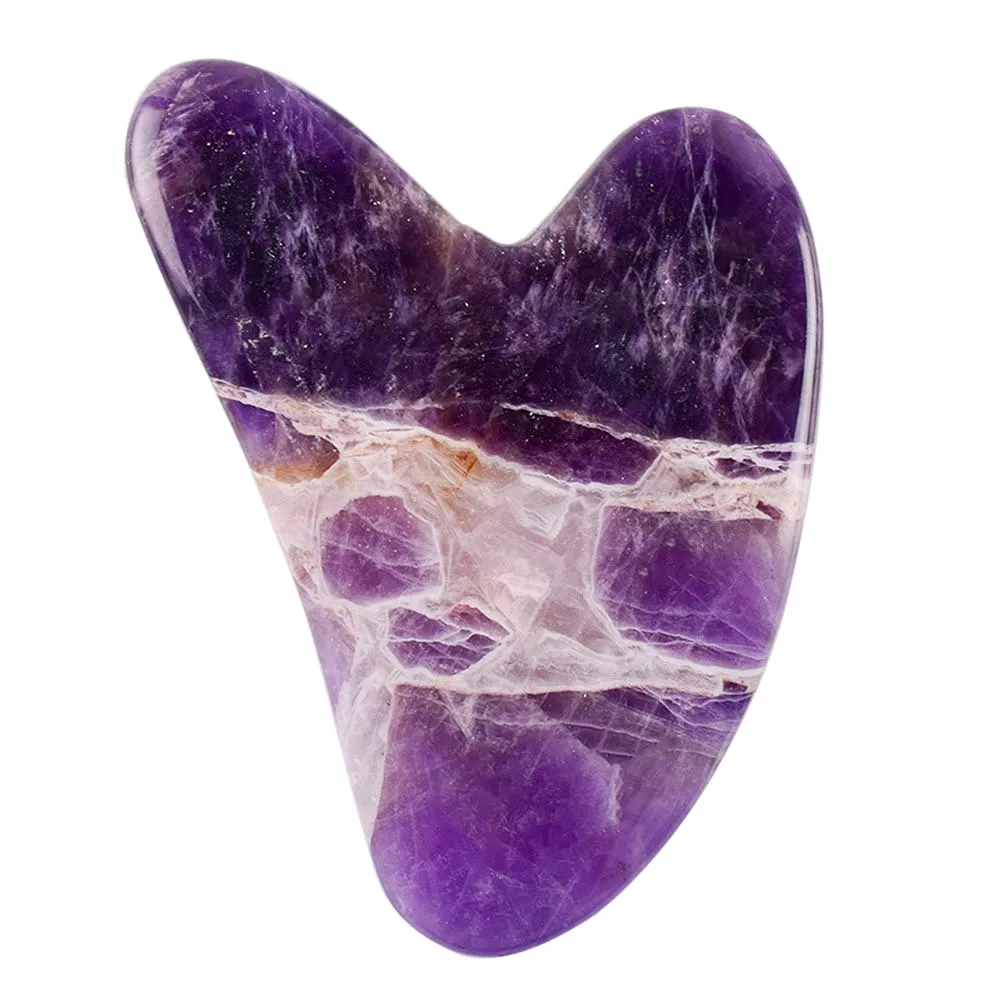 

Natural Amethyst Massage Tools SPA Acupuncture Scraping Plate Healing Stone Health Care