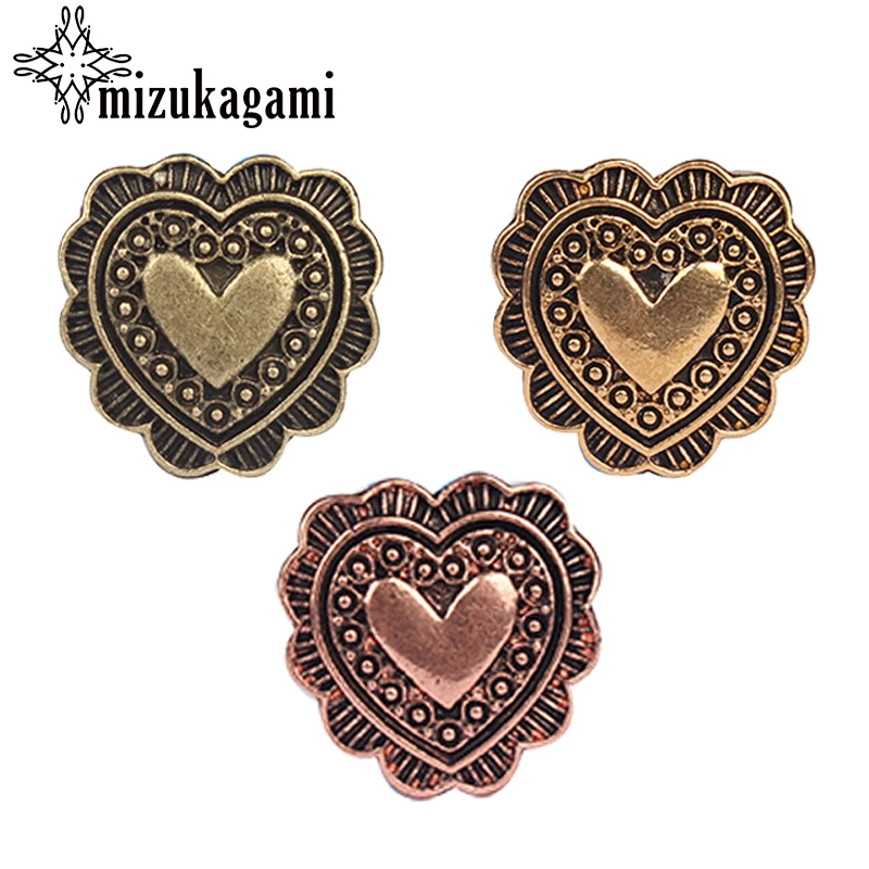 

4pcs/lot 20MM Retro Zinc Alloy Sweet Small Heart Bronze/Gold/Rose Gold Decorative Buttons Charms For DIY Jewellery Accessories
