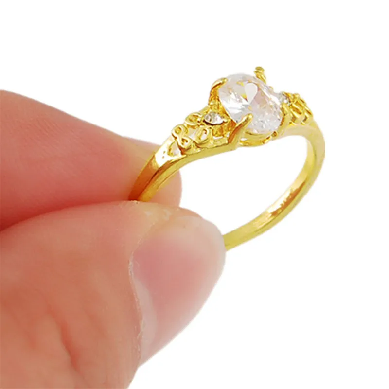 Size 5 6 7 8 9 Yellow Gold Finger Rings Female Ring Bijoux 24k Gold