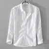 Square collar cotton linen shirts Premium breathable men's casual button-up
