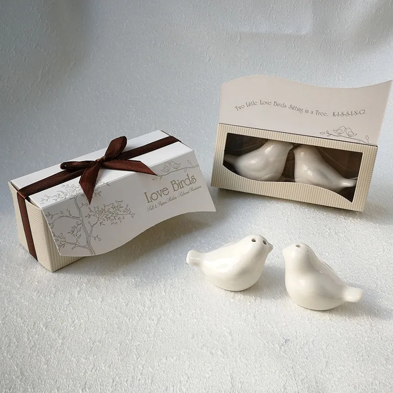 

Ywbeyond 20pcs=10sets/lot Bridal Shower Party Supplies Wedding Favors Ceramic Love Birds Salt and Pepper Shakers