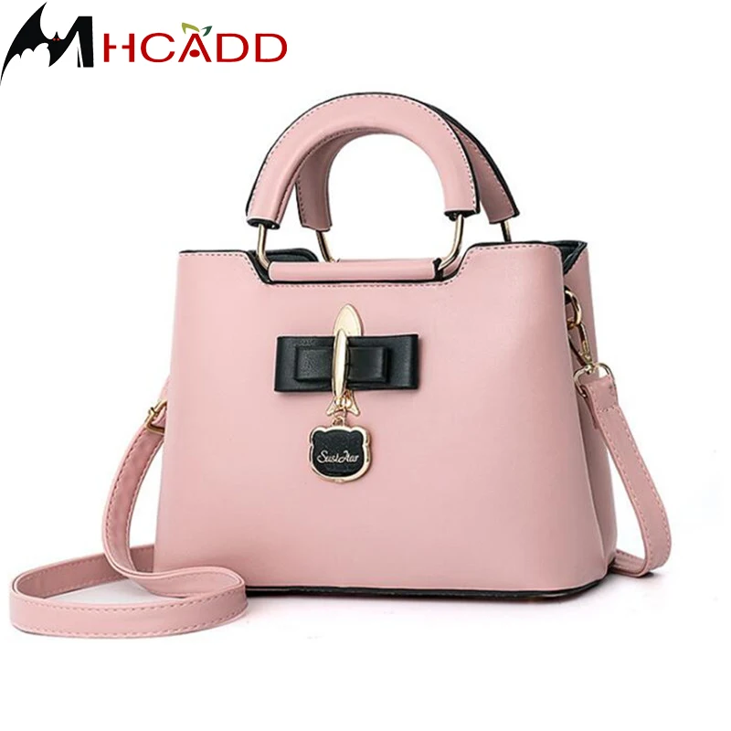 

MHCADD Brand Women's Pink Messenger Bags Casual PU leather Shoulder Crossbody Bag Female Handbag Ladies Totes Top Handle Bag