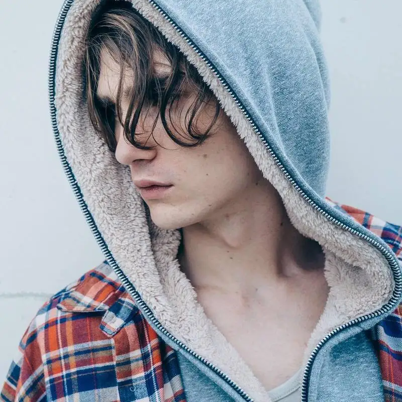 Male Half Zipper Plus Velvet Pullover Fleece Sherpa Hoodies Streetwear Side Split Cool Hip-hop Urban Clothing Justin Bieber Tyga