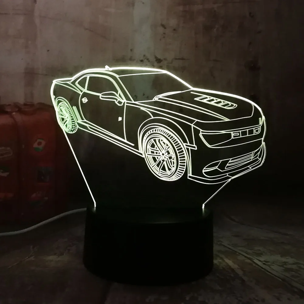  Modern 3D Car LED Night Light RGB 7 Colors Change USB Touch Bedroom Table Lamp Home Party Decor Boy - 32870480948