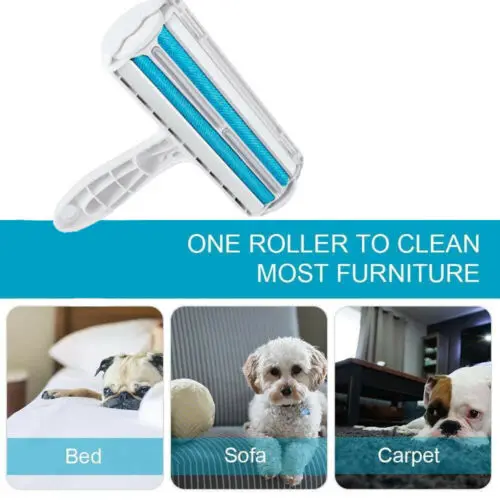 Pet Roller Hair Remover,Sofa Clothes Lint Cleaning Brush,Reusable Dog Cat Fur Roller,for Bedding,Furniture,Carpet Blue
