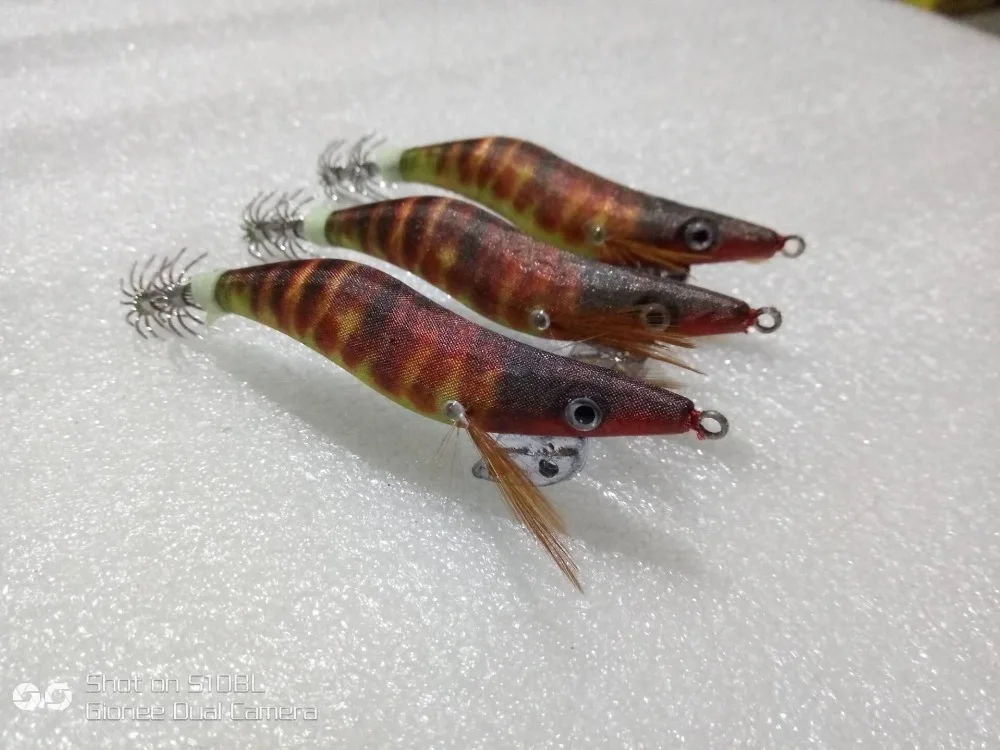 

MROCTOPUS15pcs squid jigs squid hook, octopus jigs , wood shrimp ,squid lure,glow lure , fishinglure , fishingtackle10cm 12g29#
