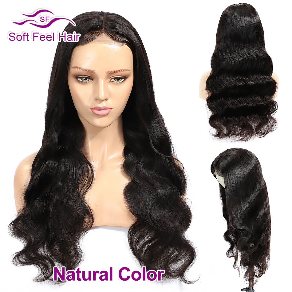 Soft Feel Hair 4x4 кружева закрытие парик блонд эффектом деграде(переход от темного к человеческих волос парики для Для женщин Реми бразильские волнистые волосы парики средней соотношение