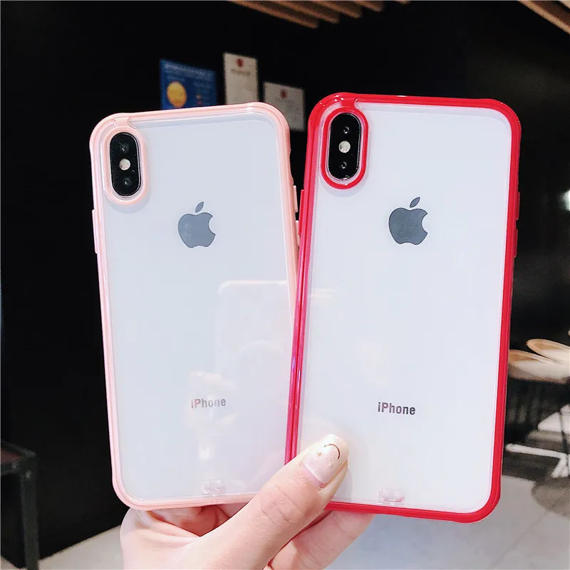 

Drop Proof Clear Soft Case for iphone XR XS MAX X 7 8 6 6S Plus 10 Ten Double Color TPU Full Coverage Back Cover