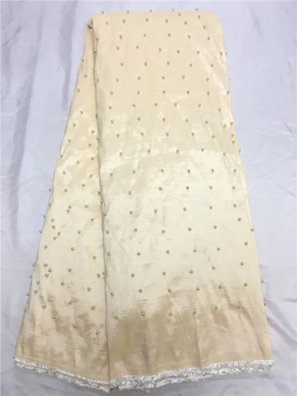 Нигерийская Джордж шелковая ткань с кружевом вышитые бисером свадебные кружева индийские африканские бусины великолепный кружевной материал - Цвет: 3