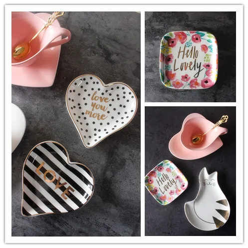 

Export European pop jewelry ring collection plate home for lovely modelling and design golden letter candy tray