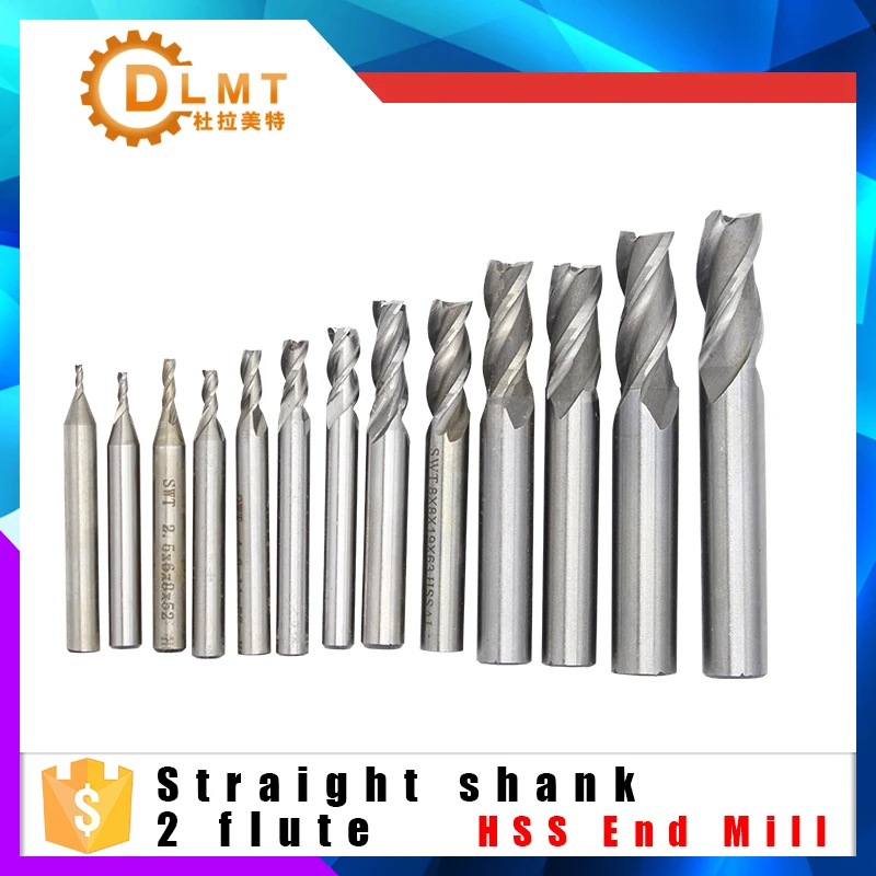 1 шт. HSS CNC с прямым хвостовиком 2 Флейта концевая фреза сверло