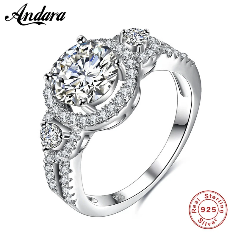 

Top quality Fashion Brand Clear CZ Real Solid 925 Sterling Silver Ring Wedding Romantic rings engagement Jewelry For Women