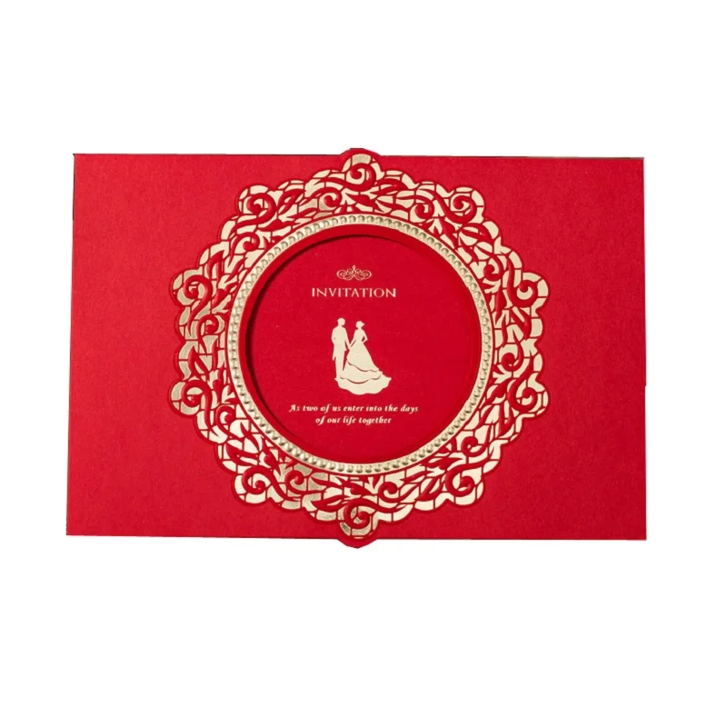 50 pcs Couples Embossing with Gold Foiling Design Wedding Invitation