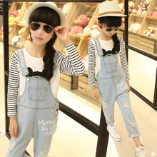 2016 Hot Sale Rushed Spring Girls Cotton Jumpsuit Overalls Children Slim Wild Strap Trousers Rompers Bodysuit Kids Clothes