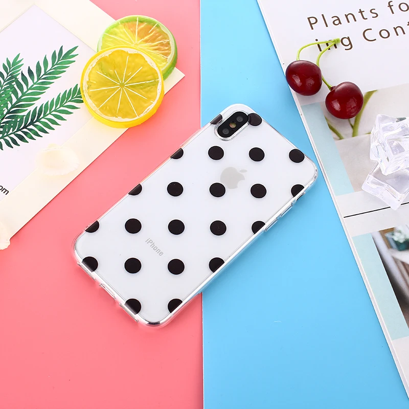 

MYSUN Retro wave point cases for iPhone 7 7 Plus transparent Lovely TPU Silicone case for iPhone 8 8 Plus X 6 6S Plus Chic Cover