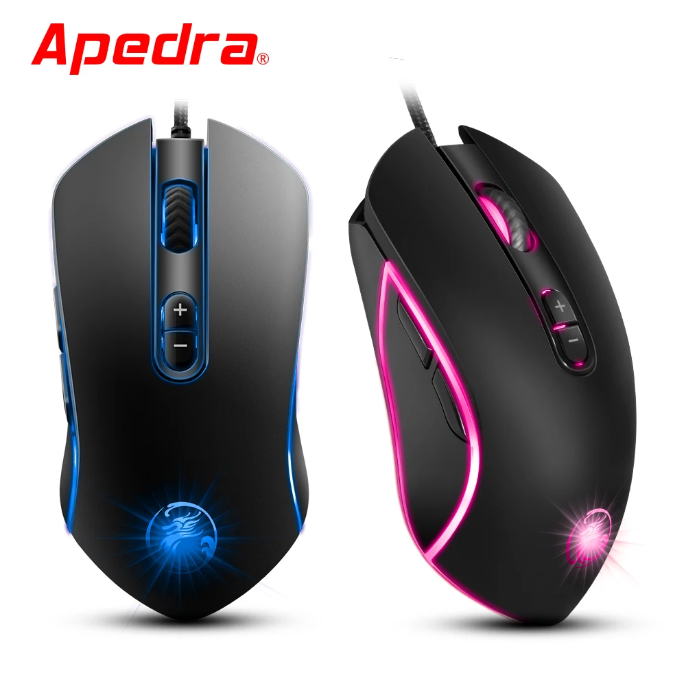 

Apedra 3200DPI USB Wired Gaming Mouse Gamer Computer Mice LED Mouse Ergonomics 7 Buttons for PC Mac Laptop Game LOL Dota2