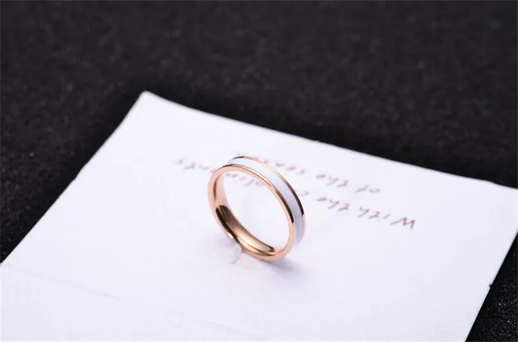YUN RUO, розовое золото, цвет белый, черный, керамическое кольцо для женщин, мужчин, свадебные украшения, кольцо из нержавеющей стали 316L, высокое качество, никогда не выцветает