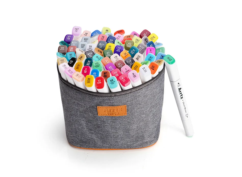 Arrtx 80 цветов набор художественных маркеров ручка художника двойная головка Рисование эскизов маркеры цвет воды+ сумка+ упаковочная коробка