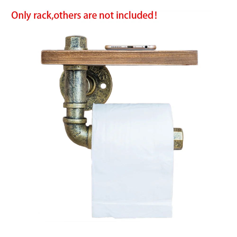 

Hotel Hanging Rack Practical Wall Mounted Industrial Style Home Toilet Paper Holder Bathroom Retro Roll Wooden Shelf Kitchen