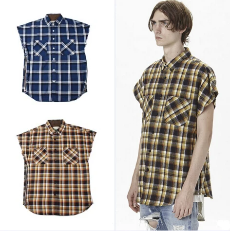 inflation streetwear brand clothing cotton arm sleeves font b tartan b font clothing fog flannel side