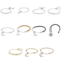 11 стилей, браслеты из стерлингового серебра 925 пробы, подвески, регулируемые по длине, браслеты для женщин, вечерние, свадебные, подходят для самостоятельного изготовления бусин