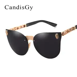 Готические Солнцезащитные очки женские модные панк кошачий глаз для женщин и мужчин бренд Desinger зеркало кошачий глаз розовое золото