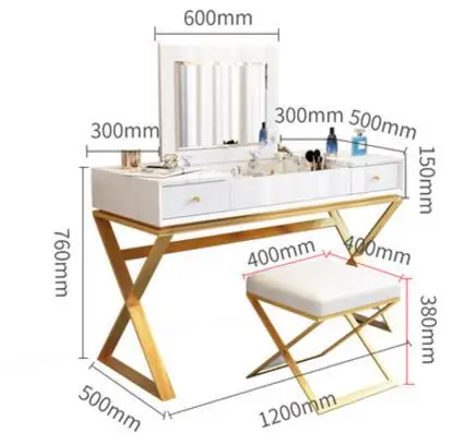 Modern Nordic net red dressing table light luxury ins wind multi-function bedroom flip dressing table paint mirror makeup table - Цвет: 120cm