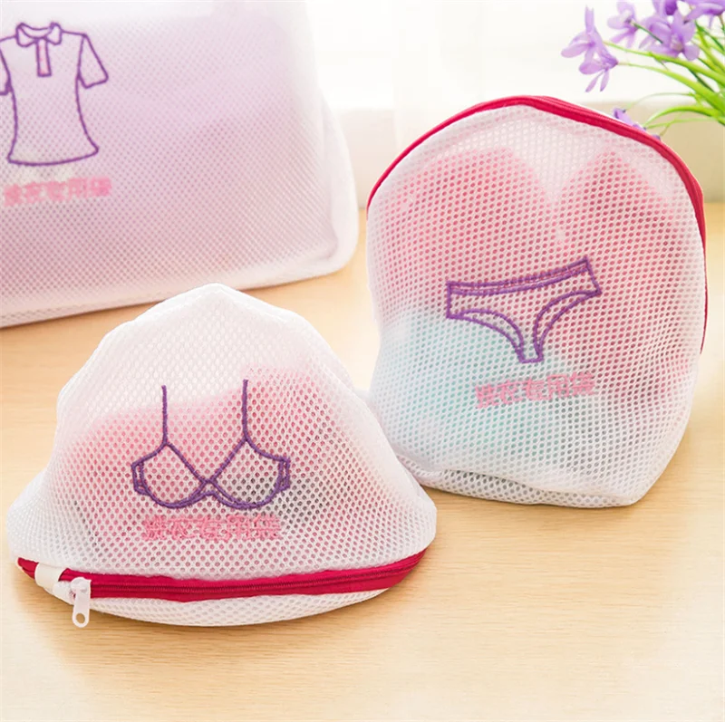 

4 Sizes Zippered Foldable Nylon Laundry Bag Bra Socks Underwear Clothes Washing Machine Protection Net Mesh Bags