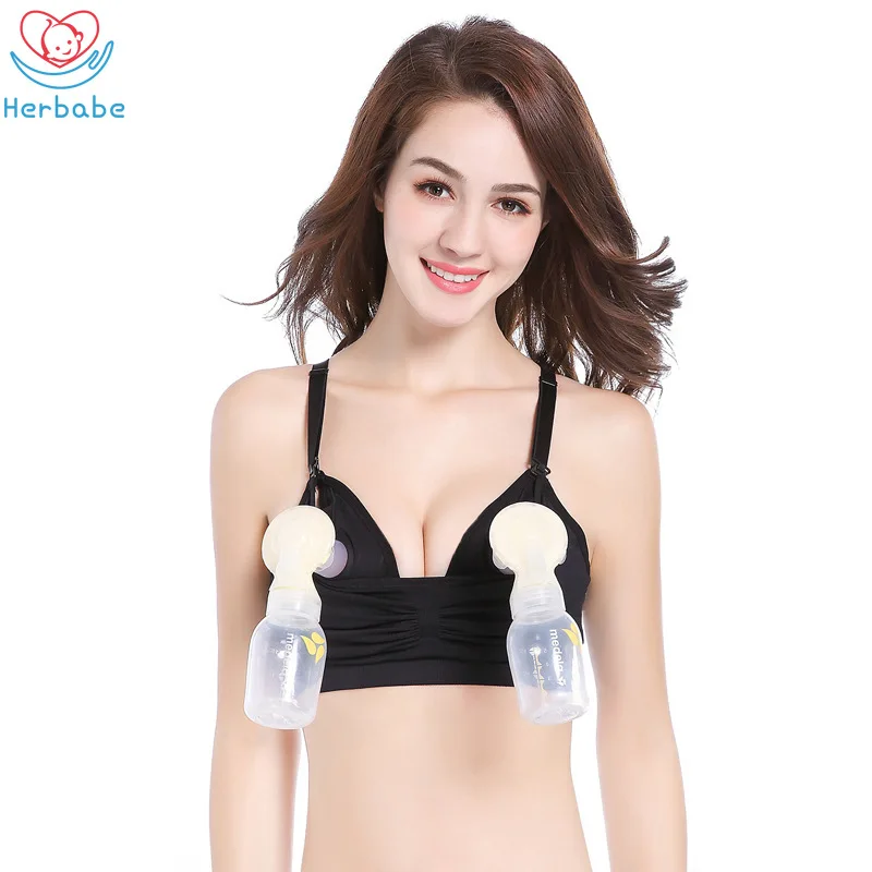 

Herbabe 2019 Maternity Hands Free Pumping Bra Back Closure Breastfeeding Bras Maternity Nursing Bras Pregnancy Clothes Underwear