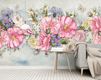 

Fresh hand painted peony flower watercolor wallpaper,living room tv sofa wall bedroom kitchen restaurant mural papel de parede