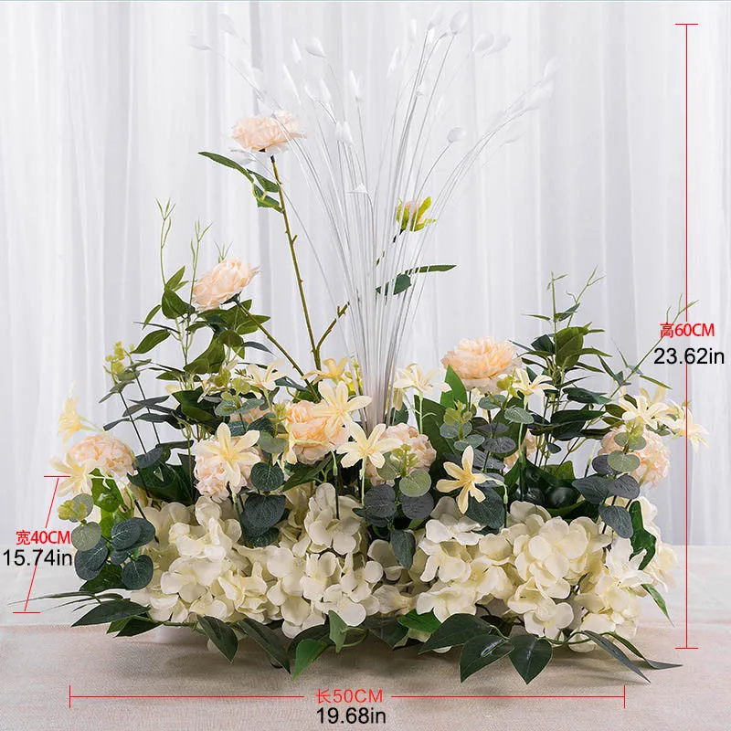 100 см и 50 см Заказные искусственные цветы для свадебной отделки стен, шелковые пионы, искусственный ряд цветов, арка, Декорация - Цвет: Champagne A