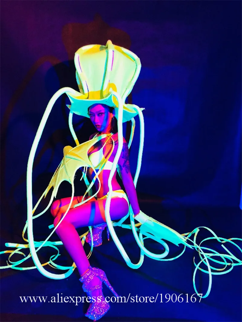 Fluorescent Octopus Bar Gogo Costume4
