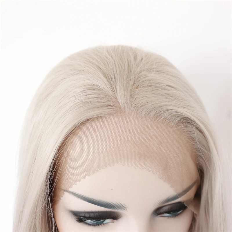 Sylvia серебристо-серый цвет натуральные волнистые синтетические парики на кружеве термостойкие волокна парик для женщин