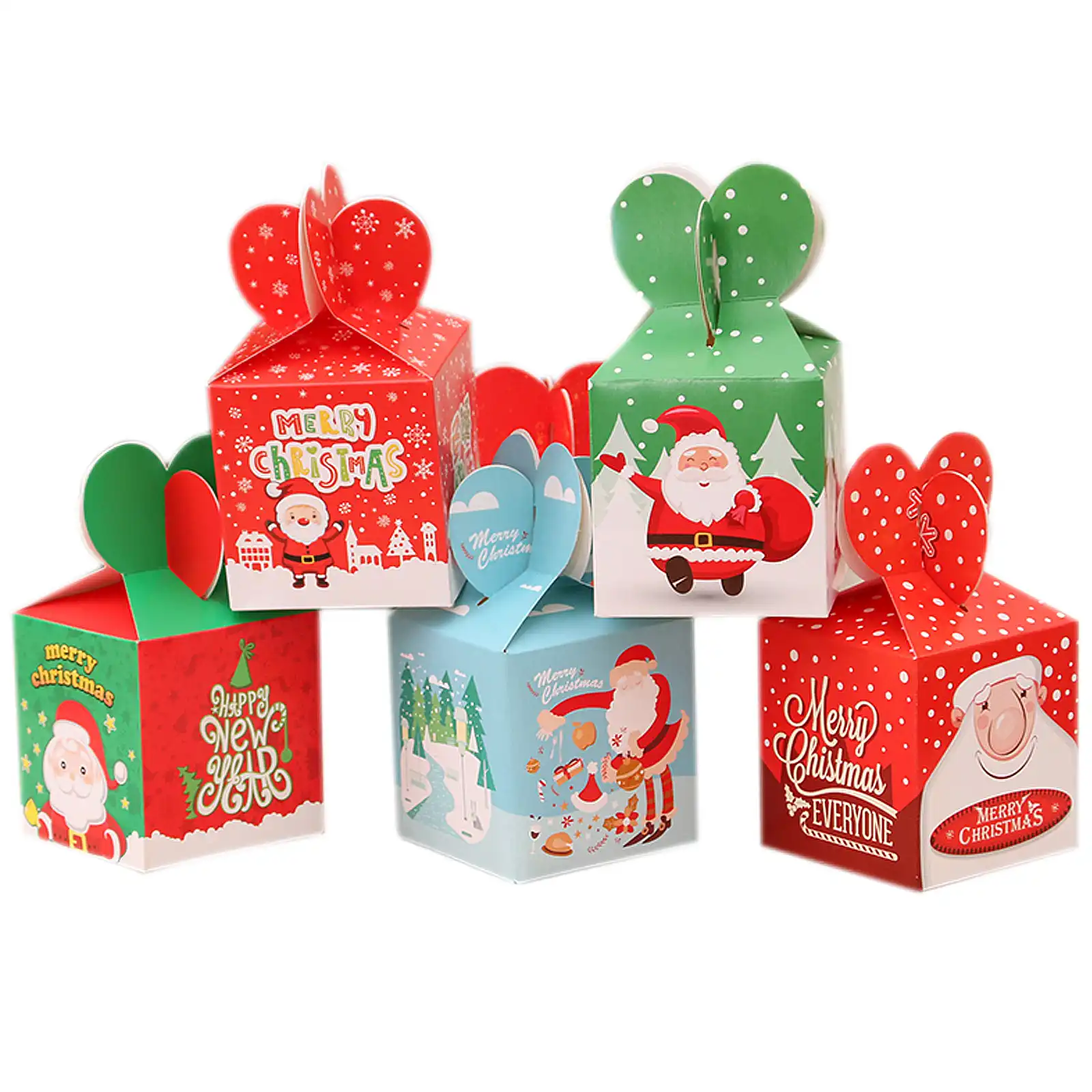 5 個クリスマスイブのリンゴキャンディーボックスクラフト紙クッキーパッケージのギフトボックスクリスマスクリスマス新年パーティーの装飾子供の好意 ギフトバッグ ラッピング用品 Aliexpress