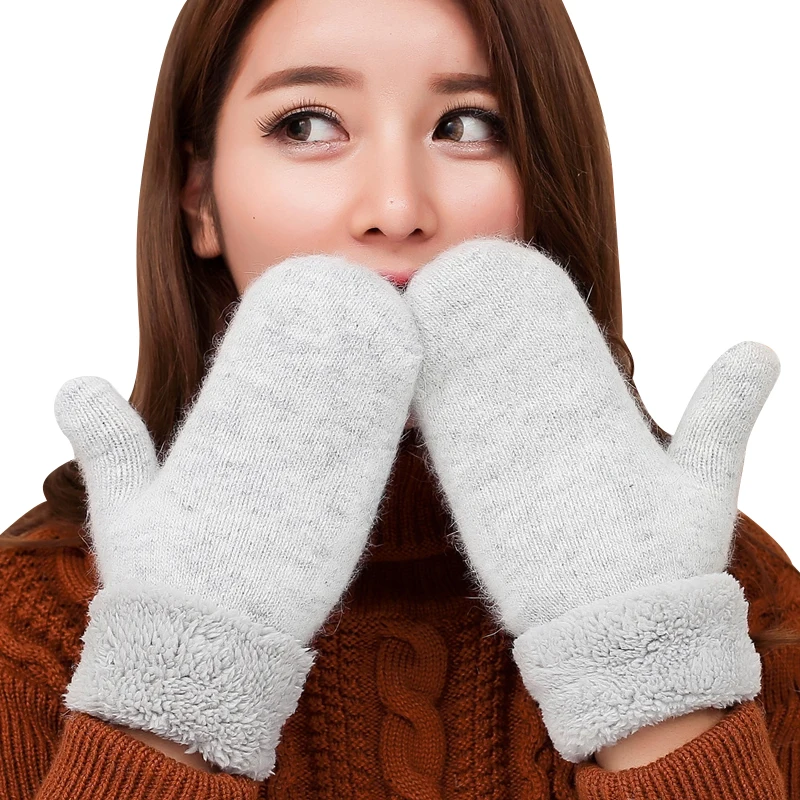 200PAIRS / LOT Winter Cashmere Warm Women's Gloves Knitted Wool Thick Ladies Cute Fingerless