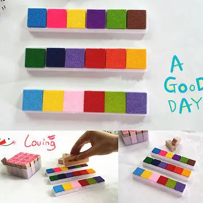 

2016 New 6Colors Non-Toxic Color Ink Pad Inkpad Rubber Stamp Finger Print DIY Craft Stamp