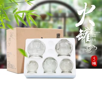 

5 Pcs/sets Glass Cupping Fire Cup Chinese Suction Body Massage Vacuum Cupping Therapy Medical Fire Cupping Jar 5 Sizes