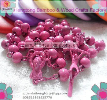 

Free shipping pink rosary, wood rosary