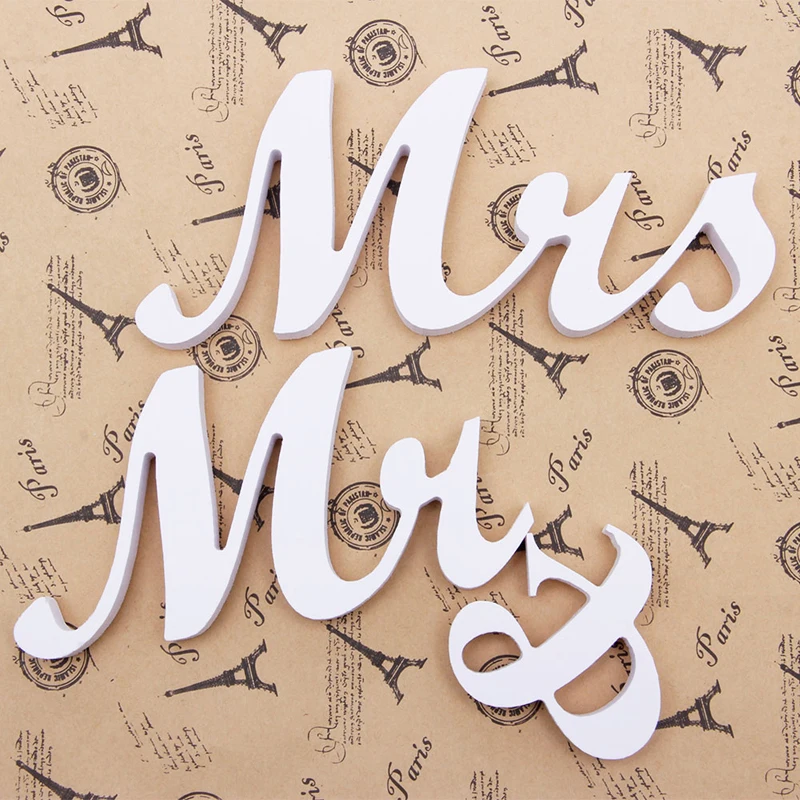 Mr & Mrs Letters Wooden Standing Top Table Wedding Sign Decoration