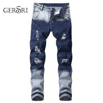 

Gersri Washed Designer Men Jeans Straight Denim Brand Pants Classical Simple Jeans Homme Cotton Brand Jeans Men Plus Size