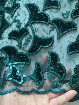

Hot selling! African lace fabric Green Velvet High Quality Tulle Lace Fabric ,French Voile Guipure Lace For wedding dress sewing