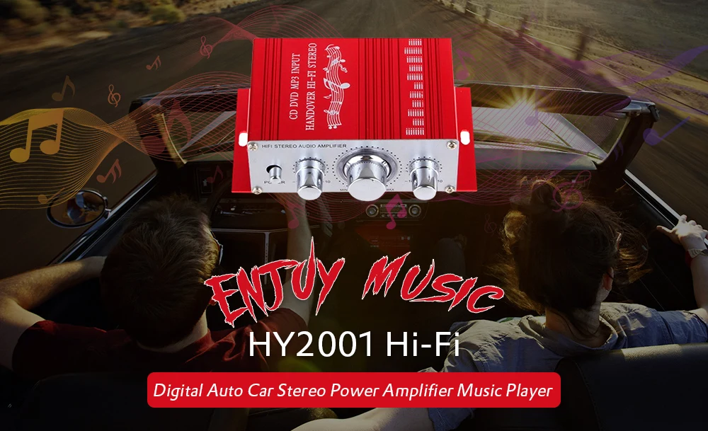 HY2001 автомобильный маленький усилитель мощности Hi-Fi автомобильный музыкальный плеер Hi-Fi цифровой автомобильный стерео усилитель мощности