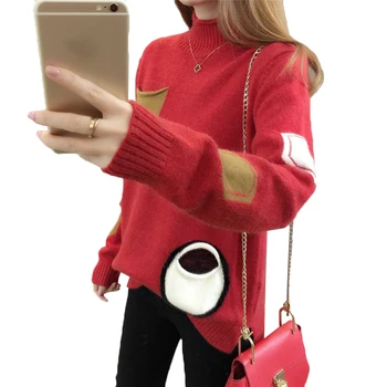

Spring Women Sweater 2020 Autumn New Pullovers And Sweater Women Knitted Sweater Female Loose Cartoon Tops Women Pocket Pullover