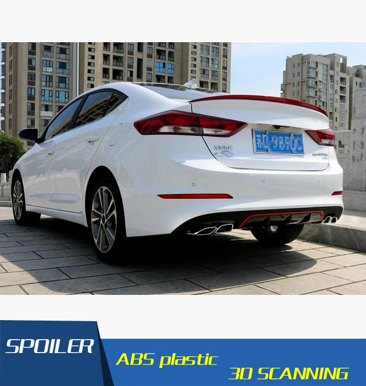

For Elantra Rear spoiler ABS Rear Bumper Diffuser Bumpers Protector For 17 Elantra After chrome lip rear spoiler