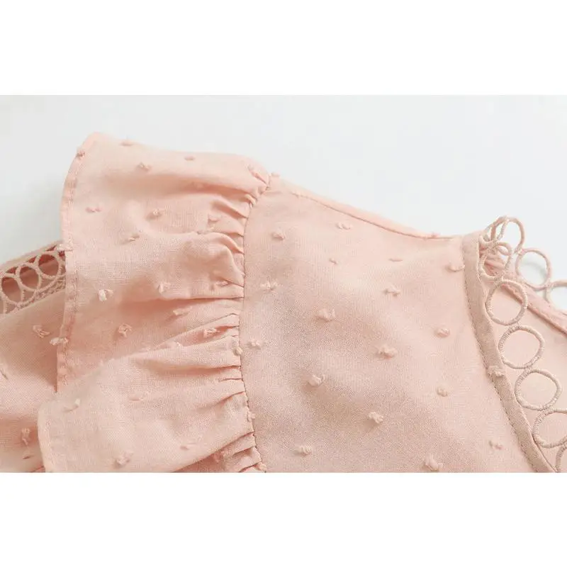 Винтажные Женские топы и блузки 2019 Boho плиссированная вышивка Kawaii розовая блузка