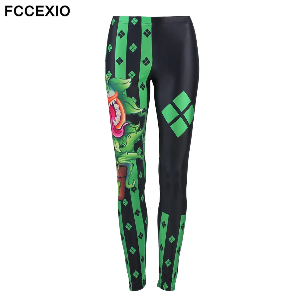 

Happy Halloween Theme Series Costume Women's Party Leggings Green Fairy Print Legins Female High Waist Fitness Elastic Leggings